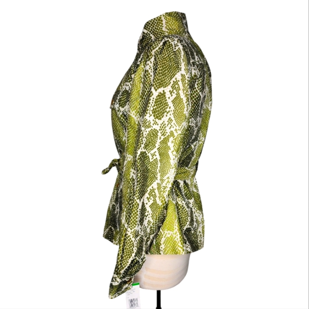 Jones New York Sport Woman's  Green Snake Print Lt Weight Jacket Sz L - Picture 3 of 10